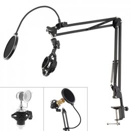 Multifunction Shockproof Holder Bracket with Double Layer Microphone Pop Filter and Table Clip