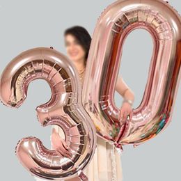 party happy birthday Number Balloons 40inch Aluminum Foil Rose Gold Silver Digit Figure Balloon Child Adult Wedding Decor Supplies mylar balloons bulk numbers
