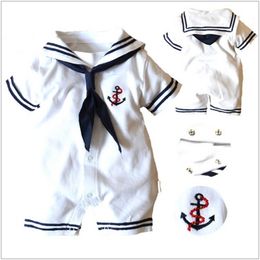 100% cotton High qu autumn -summer baby boy girl clothing born romper sport suit ,navy style gentleman clothes 210615