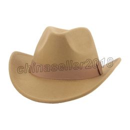 Fedoras Hats Women Cowboy Man Cap Western Cowboy Wide Brim Men Winter Felted Hat Band Fashion Fedora Caps Chapeau Cowgirl
