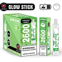 -Аутентичные Aokit Glow Stick 2600 Puffs Одноразовые электронные сигареты с RGB Light аккумуляторный стартовый комплект 12 цветов Air Bar Max Ultra Randm