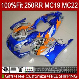 Injection Mold Body For HONDA CBR250RR 88 89 CBR 250RR 250 RR CC 250R 1988-1989 112HC.58 CBR250 RR CC 1988 1989 CBR 250CC MC19 88-89 OEM Full Fairing Kit blue glossy