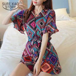 fashion chiffon dress short sleeve casual plus size summer bohemian style beach women es 0333 40 210506