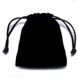 Fashion Flannel Bags Drawstring Black Velvet Jewellery Pouches Mobile power Multi Size Packaging Gift Bag