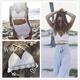 Women's Swimwear Women Sexy Brazilian Bikini Top Knit Handmade Crochet Cotton Crop Triangle Beachwear Cover Up Bandage Bra Swimwea