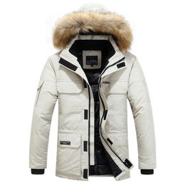 -30 Degree Winter Fashion Couple Down Parkas Men's White Duck Down Jacket Coats Fur Hooded Thick Warm Snow Windbreaker Outerwear 211110