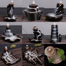 Ceramic Glaze Waterfall Backflow Fragrance Lamps Incense Burner Censer Holder Cones Home decor 24 Style Cones Stick