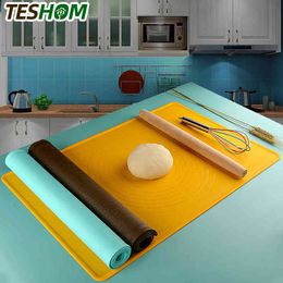 New Color Silicone Non-Stick Thickening Mat Scale Kitchen Baking Tool Pastry Cake Board Large High Temperature Rolling Dough Pad 210401