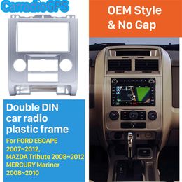 Silver 2Din Car Radio Fascia for Ford Escape MAZDA Tribute MERCURY Mariner Dash CD Installation Kit Plate Frame Audio Player