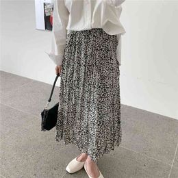 Office Lady Leopard Gentle Vintage All Match Animal Printed Vedtidos Para Mujer Verano Elegance Retro Long Skirts 210421