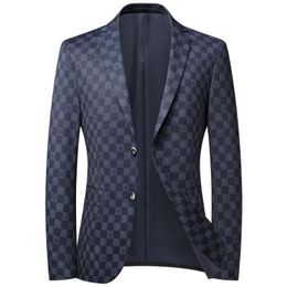 Plus Size 3XL Blazer Blue 2021 Spring Fashion Men Elastic Young Casual Single Breasted And Autumn Blazers Suits Men's &