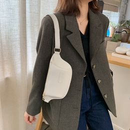 2021 Women's Waist Belt Bags Bananas Shoulder Bag Pure Colour Leather Designer Chest Bag Female Handbag Shopper Purse