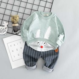 Cotton autumn active casual cartoon kid suit children set baby clothing boys girl clothes 210615