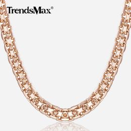 Trendsmax 5mm Necklaces for Women Girls 585 Rose Gold Bismark Link Chain Women's Necklace Fashion Jewellery Gifts 45-50cm GN452