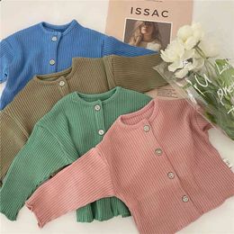 Autumn cute baby boys girls knitted soft long sleeve cardigans Infants casual single-breasted jackets 210508