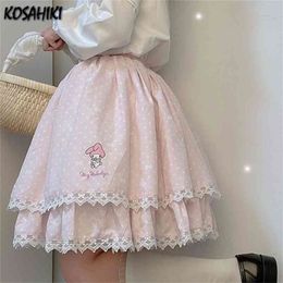 KOSAHIKI Japanese Harajuku Girls Pleated Skirts Gothic Sweet Lolita Cake Mini Skirt Ball Gown Women Kawaii Short summer 210619