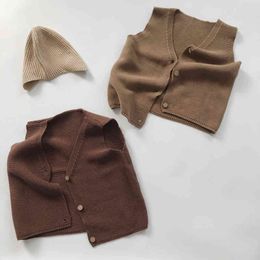 Baby Boys Girls Pure Colour Waistcoat Jacket Infant Autumn Winter Kids Boy Girl Knit Vest Coat Clothing 210429