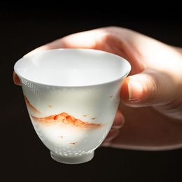 Hand Paint Tea Cup High Quality Hill Ceramic Small Bowl Mug Thin Porcelain Art Teacup Accessories