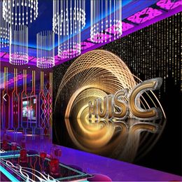 modern wallpaper for living room Golden streamer 3d wallpapers ktv bar music background wall