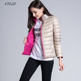 Winter Down Jacket Women Ultra Light 90% White Duck Double Side Short Coats Female Slim Warm Parkas 210423