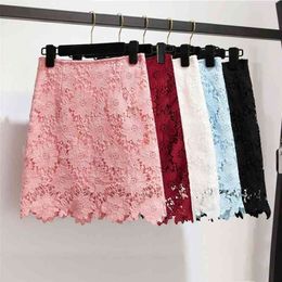 skirt female summer Korean version of the high waist slim slimming bag hips Lace Polyester Knee-Length 210416
