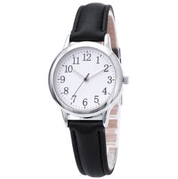 Klare Zahlen, feines Lederarmband, cwp Quarz-Damenuhren, einfache, elegante Studentenuhr, 31 mm Zifferblatt, frische Armbanduhren