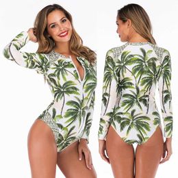 Swimwear Women Swimsuit Sexy Long Sleeve Bathing Suit Women Swimming Beach Sport Monokini Plus Size Swimwear XXL 210604