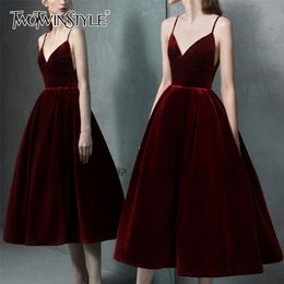 Elegant Velvet Women Party Dress V Neck Spaghetti Strap High Waist Backless Sexy Dresses Female Fashion Clothes 210520