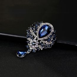 Pins, Brooches Elegant Design Large Crystal Diamante Rhinestones Teardrop Dangle Wedding Bridal Brooch Pins Accessories Women Jewellery