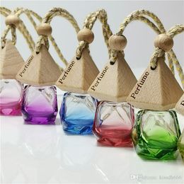 200pcs Diamond Car Perfumes Bottles Pendant Air Freshener Fragrance Diffuser Emptys Glass Bottle Portable Pendants Ornament