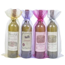2022 new Organza Wine Bottle Bags Jewellery Gift Pouch for Party Decoration 15x38cm Red Wine Cover Wholesale