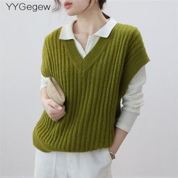 YYGegew cashmere mohair autumn winter Sweater vest Pullover women long sleeve oversize high-Neck basic chic sweater 210915