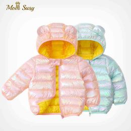 Baby Girls Boys Hoodie Cotton Lined Winter Baby Waggle Child Down Jacket Light Cotton Jacket Baby Clothes Rut 1-5Y J220718