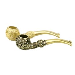 Latest Holder Pipes Decorate Brass Dry Herb Tobacco Smoking Handpipe Tube Portable Innovative Design Luxury Pattern High Quality DHL Free