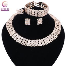 Earrings & Necklace Africa Jewelry Sets American Style Dubai Gold Color Crystal Fashion Nigerian Wedding African Beads Set
