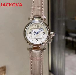 5A Quality luxury women 35mm Dress Watches 316L Steel Case Genuine Leather Strap Relogio Feminino Lady Quartz Wristwatch
