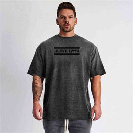 Mens Loose Oversized Fit Short Sleeve T Shirt Streetwear Fitness lifestyle T-shirt Summer Brand Gym Clothing Workout Tshirt G1222