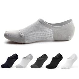 Men's Socks 5 Pairs/lot Bamboo Fiber Men Invisible Mesh Boat Short Non-slip No Show Casual Business Male Calcetines