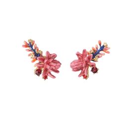 Enamel Glazed Cactus With Diamond Hollow Flower Desert Dusk Series Simple Fashion Earrings Women