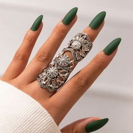Punk knight Skull Armour Knuckle Midi Finger Rings for Women Gothic Gold Alloy Adjustable Ring Party Jewellery