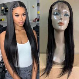 4x4 Human Hair Lace Closure Wigs Natural Color Peruvian Straight Wig with Baby Hair 8-24 inch