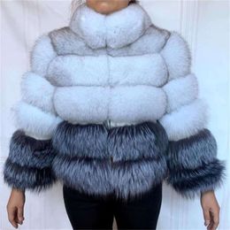European real fur coat 100% natural jacket female winter warm leather fox high quality vest 210927