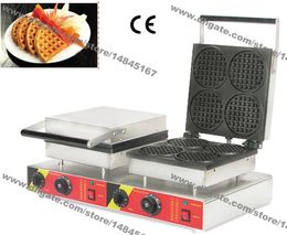 Commercial Use Non Stick 110v 220v Electric 11.5cm Dual Round Mini Waffle Maker Iron Baker Machine Mould Plate