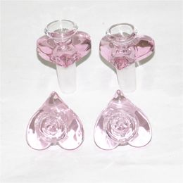 New Unique Smoking Pink Love Heart Shape Glass Bowl For Bong Water pipe 14mm 18mm male Bubbler Heady Oil Dab Rigs