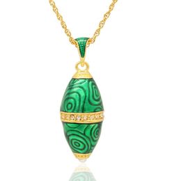 -Pendentif Colliers Diapositive Charme Cristal à la main Faberge Green Quail Bijoux d'œufs Valentin