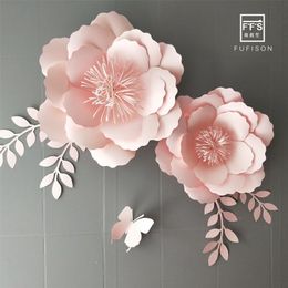 SET10# FFS Paper Flower Wall Wedding 3D Flowers Room Decoration Party Backdrops Shopwindow First birthday girl party 211109