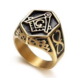 stainless steel Islamic ring Fraternity, fraternal association Hip Hop Ins punk rhombus text totem Retro men rings