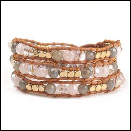 Tennis Jewelrytennis Boho Natural Labradorite Stone Wrap Bracelets For Women Couples Opal White Crystal Amazonite Beaded Bracelet 3Types Dro
