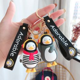 2021 Latest Trend Key Ring Rubber Penguin Key Chain Cute Cartoon Girl Car KeyChains Bag Pendant