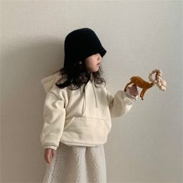 Winter Arrival Girls Fashion Warm Fleece Hoodies Kids Korean Design Baby Clothes 210528